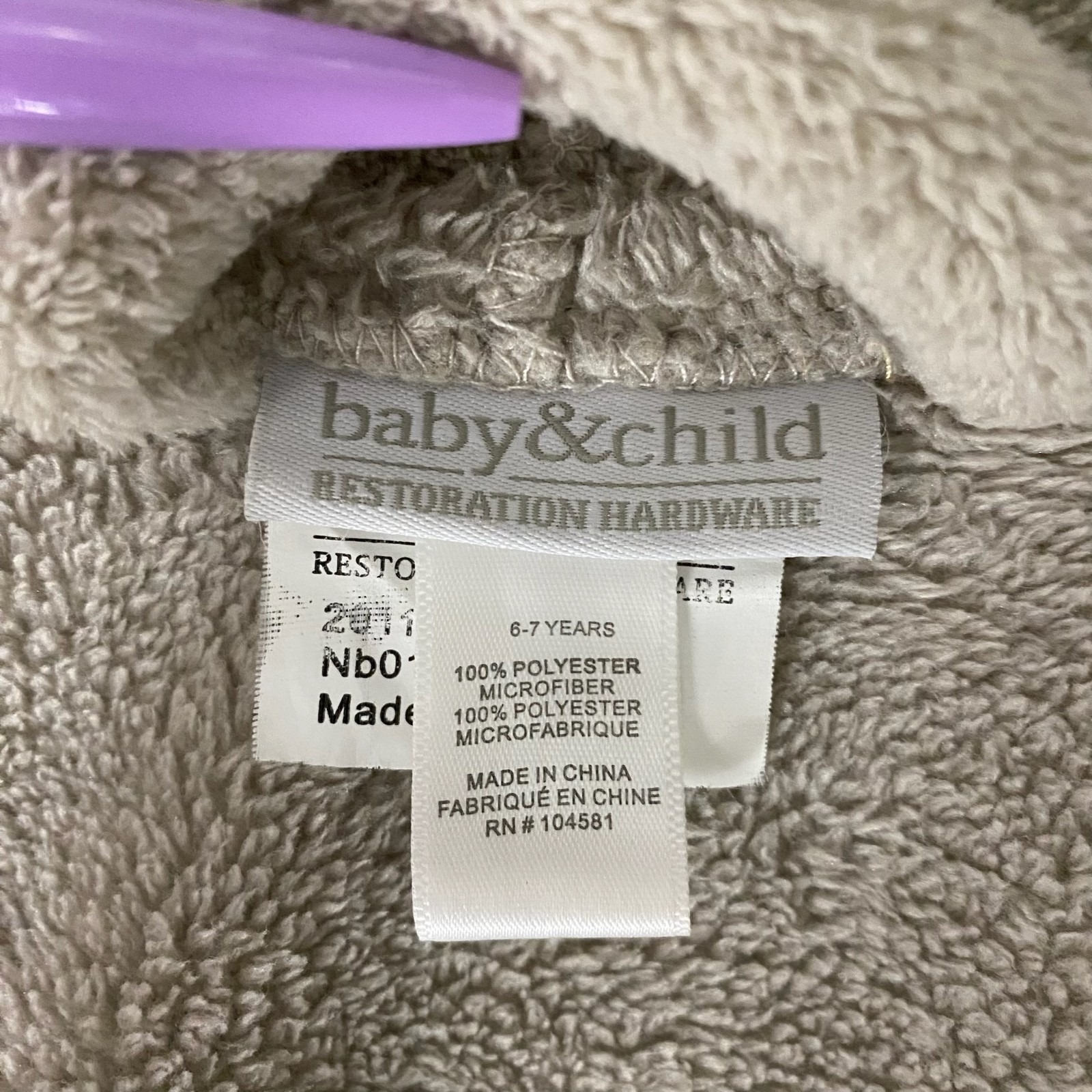 Restoration Hardware Bathrobe Kids 6-7 Years Plush Fleece Belted Hooded Pockets — image 5 of 8